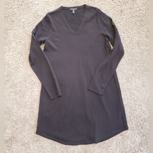 Eileen Fisher 100% merino wool knee length mini dress long sleeve brown XS